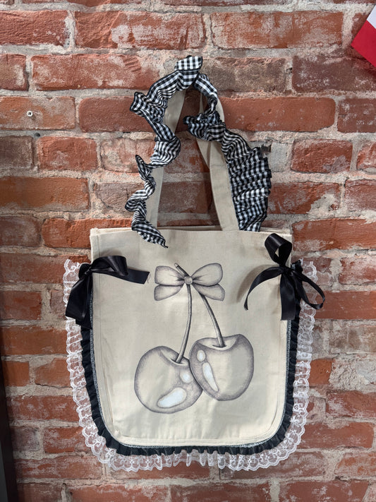 Cherry jelly Tote ( black and grey )